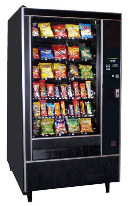 Snack vending machine stocked with chips and candy in Missoula MT